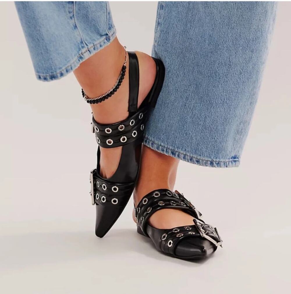 Free People Jeffery Campbell Lilly Buckle Slightback Flats 8.5